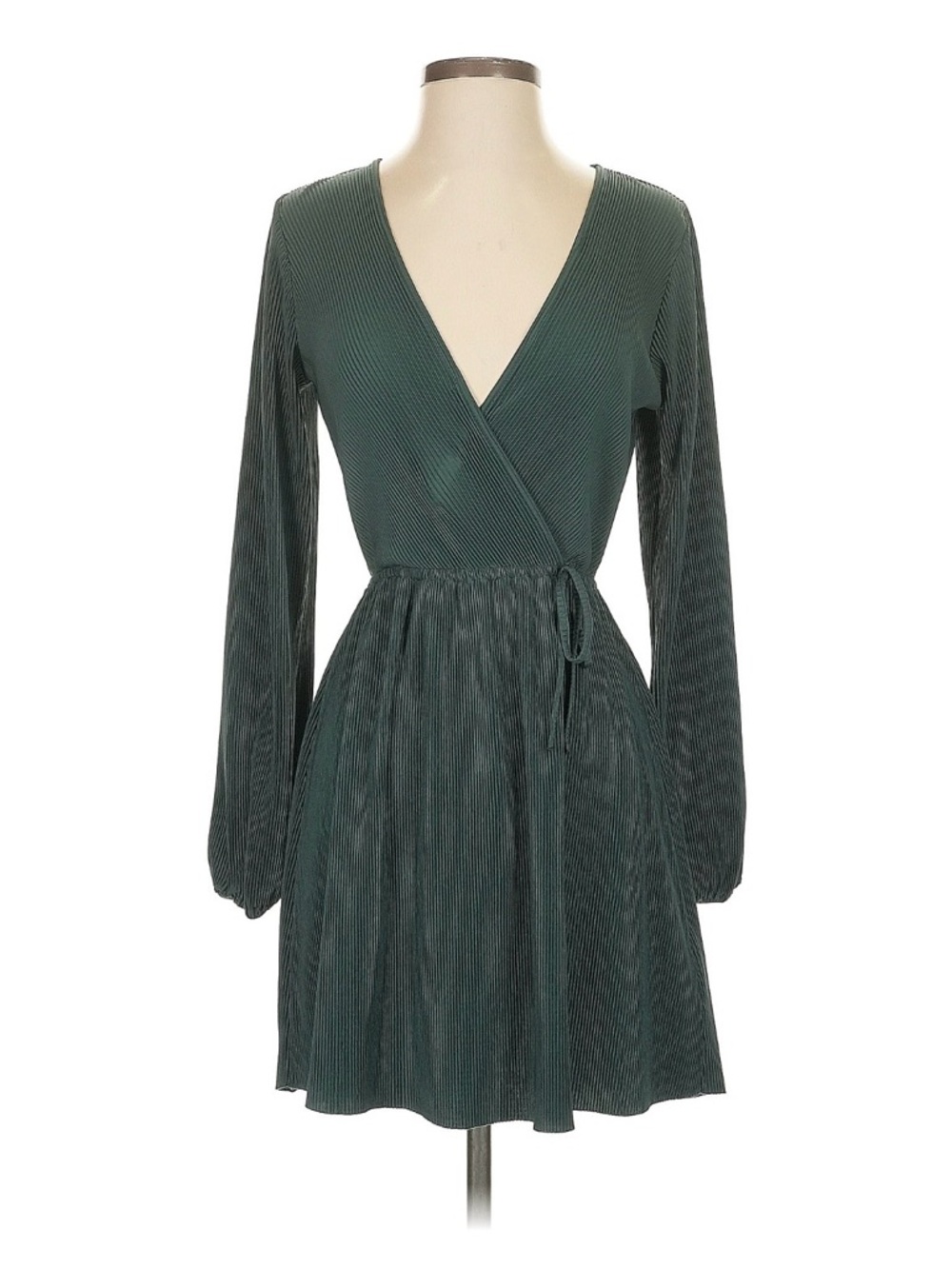 Abercrombie & Fitch Forest Green Long Sleeve Wrap Mini Dress